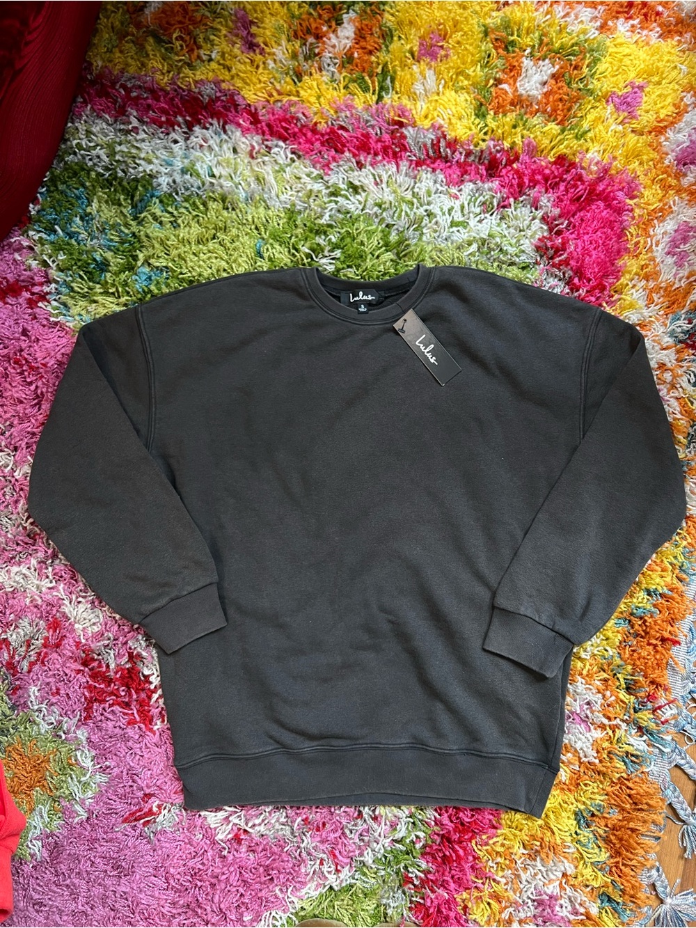 Lulu's Dark Charcoal Crewneck Sweatshirt